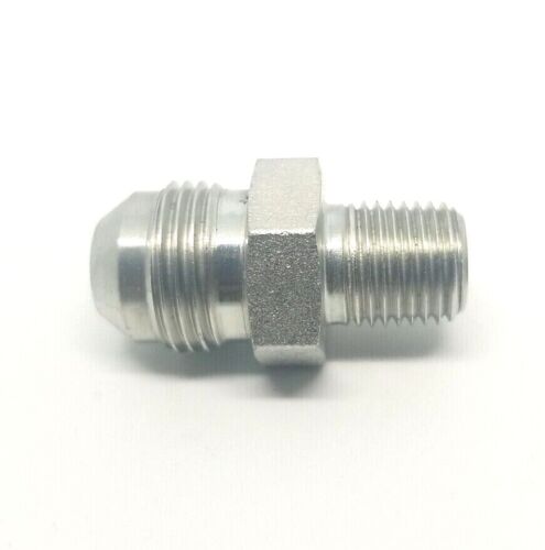 1/2 Jic 37 Flare Male x 1/4 Male Npt Straight Hydraulic Fitting Adapter Steel FasParts 2404-08-04