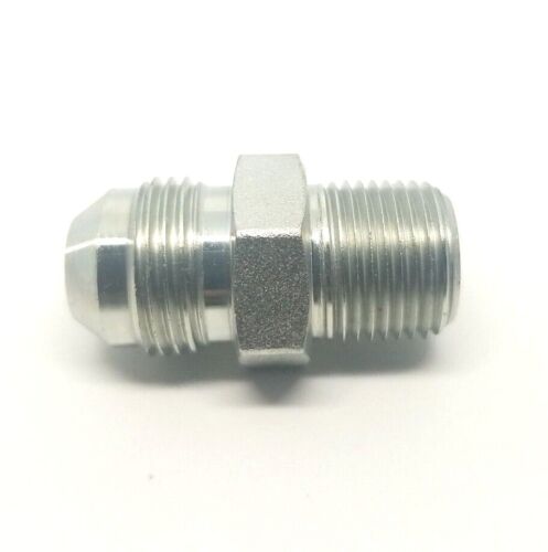 1/2 Jic 37 Flare Male x 3/8 Male Npt Straight Hydraulic Fitting Adapter Steel FasParts 2404-08-06