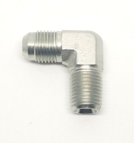 3/8 Jic 37 Male Flare x 1/4 Male Npt 90 Degree L Elbow Male Hydraulic Steel Fitting FasParts 2501-06-04