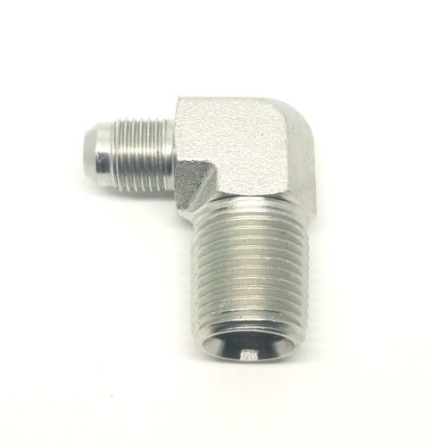 3/8 Jic 37 Male Flare x 1/2 Male Npt 90 Degree L Elbow Male Hydraulic Steel Fitting FasParts 2501-06-08