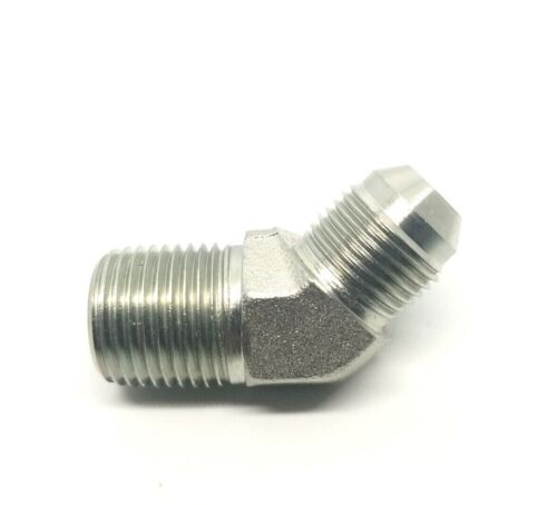 1/2 Jic 37 Flare Male x 1/2 Npt Male 45 Degree Elbow Hydraulic Steel Fitting FasParts 2503-08-08