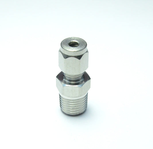 5/32" OD x 1/4" NPT Male Steel Stainless Twin Ferrule Straight Fitting WOG