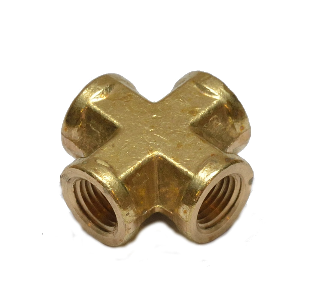 1/4 Female Npt 4 Way Cross Brass Pipe Fitting Vacuum Fuel Air Water Oil Gas