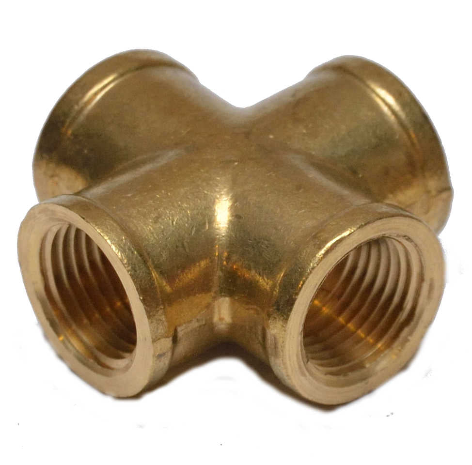 1/2 Female Npt 4 Way Cross Brass Pipe Fitting Vacuum Fuel Air Water Oil Gas