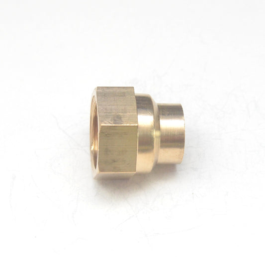 1/2" BSP Female - 1/4" BSP Female British Brass Reducing Pipe Coupling