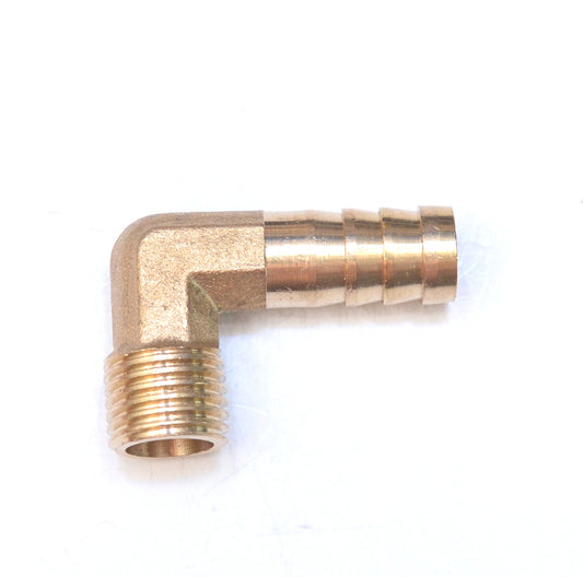 Brass 90 Male Elbow 10MM Hose ID Barb - 1/4" BSP Male