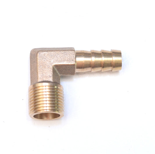 Brass 90 Male Elbow 10MM Hose ID Barb - 3/8" BSP Male