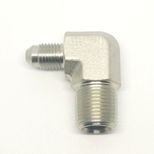 1/4 Jic 37° Male Flare x 3/8 Male Npt 90 Degree L Elbow Male Hydraulic Steel Fitting FasParts 2501-04-06