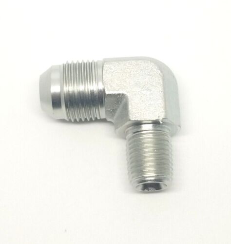 1/2 Jic 37° Male Flare x 1/4 Male Npt 90 Degree L Elbow Male Hydraulic Steel Fitting FasParts 2501-08-04