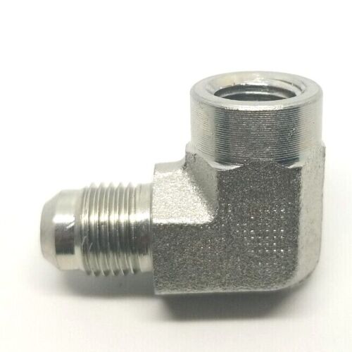 3/8 Jic 37° Flare Male x 1/4  Female Npt 90 Degree L Hydraulic Steel Fitting FasParts 2502-06-04