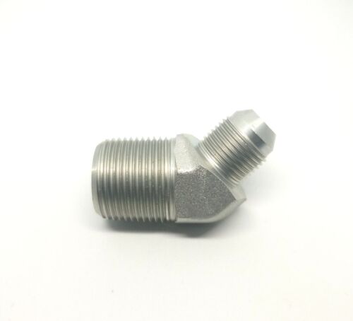 1/2 Jic 37° Flare Male x 3/4 Npt Male 45 Degree Elbow Hydraulic Steel Fitting FasParts 2503-08-12