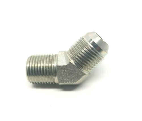 5/8 Jic 37° Flare Male x 1/2 Npt Male 45 Degree Elbow Hydraulic Steel Fitting FasParts 2503-10-08