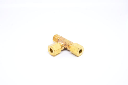 3/16 Tube OD Compression to 1/8 Npt Male Pipe Run Tee T Fitting for Copper Tubing Water Oil Air