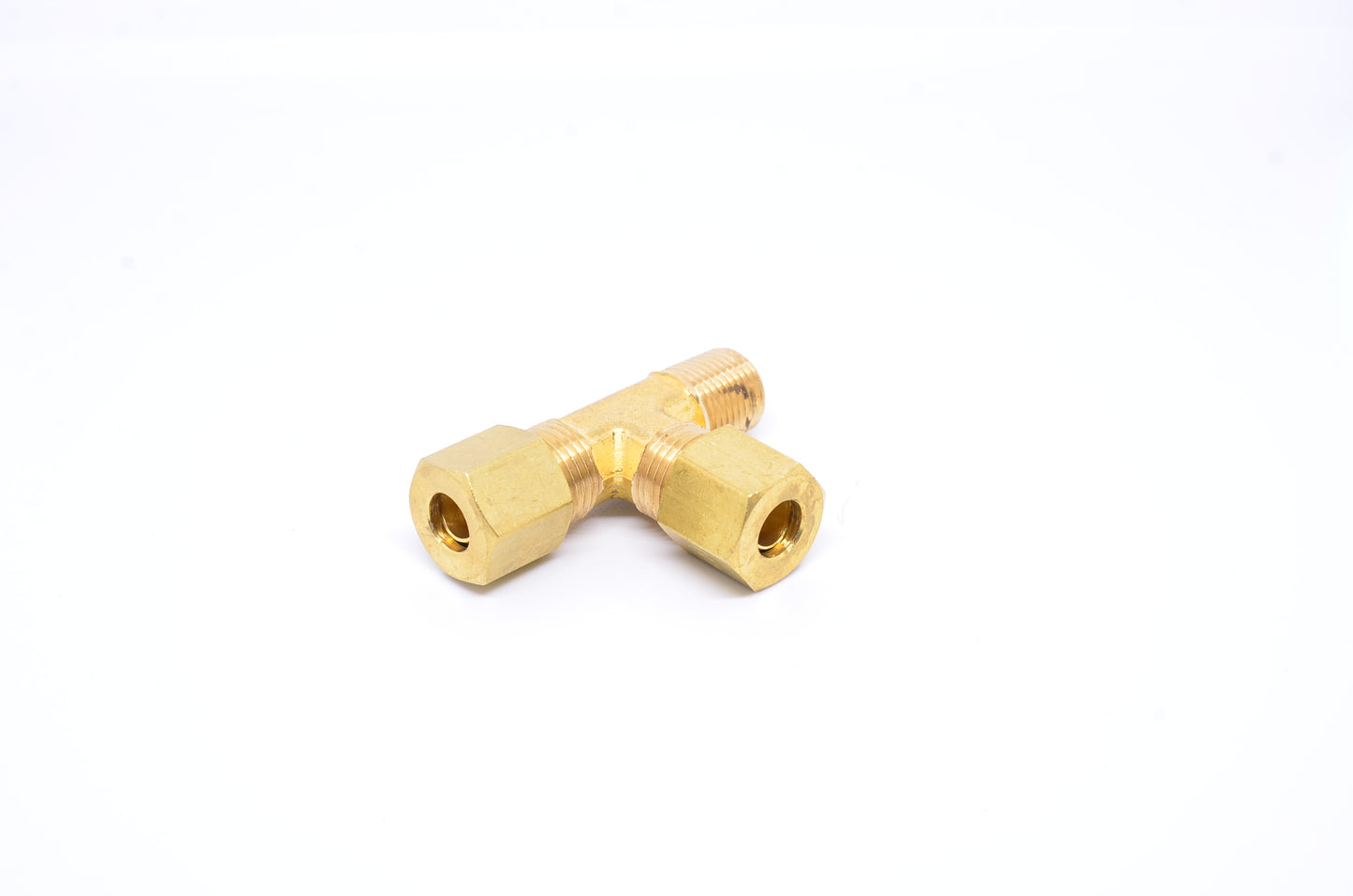 1/4 Tube OD Compression to 1/8 Npt Male Pipe Run Tee T Fitting for Copper Tubing Water Oil Air