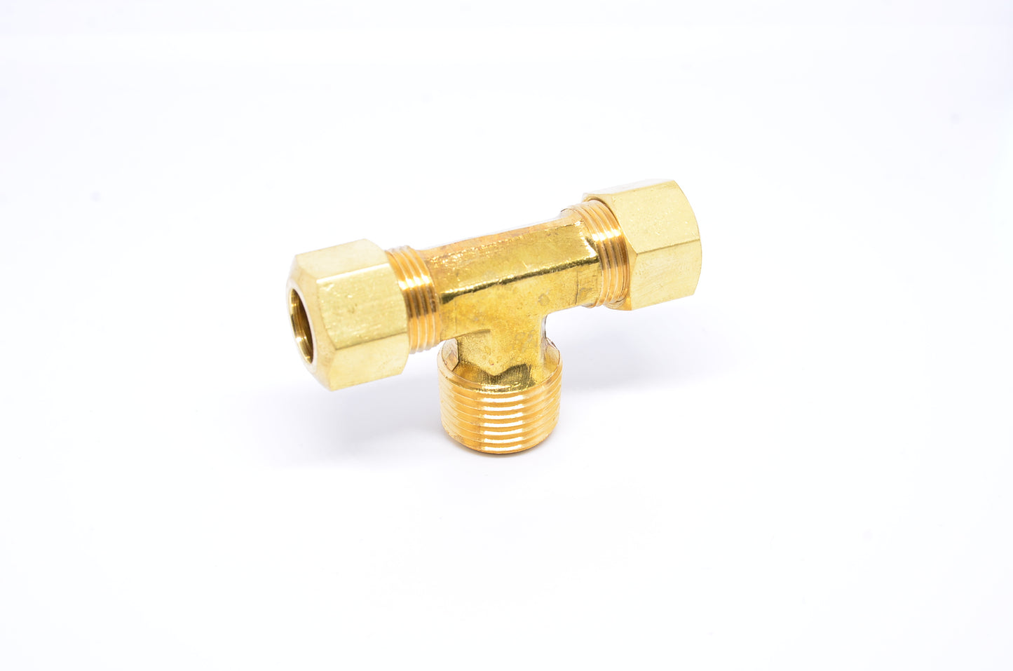 3/8 Tube OD Compression to 3/8 Npt Male Pipe Branch Tee T Fitting for Copper Tubing Water Oil Air