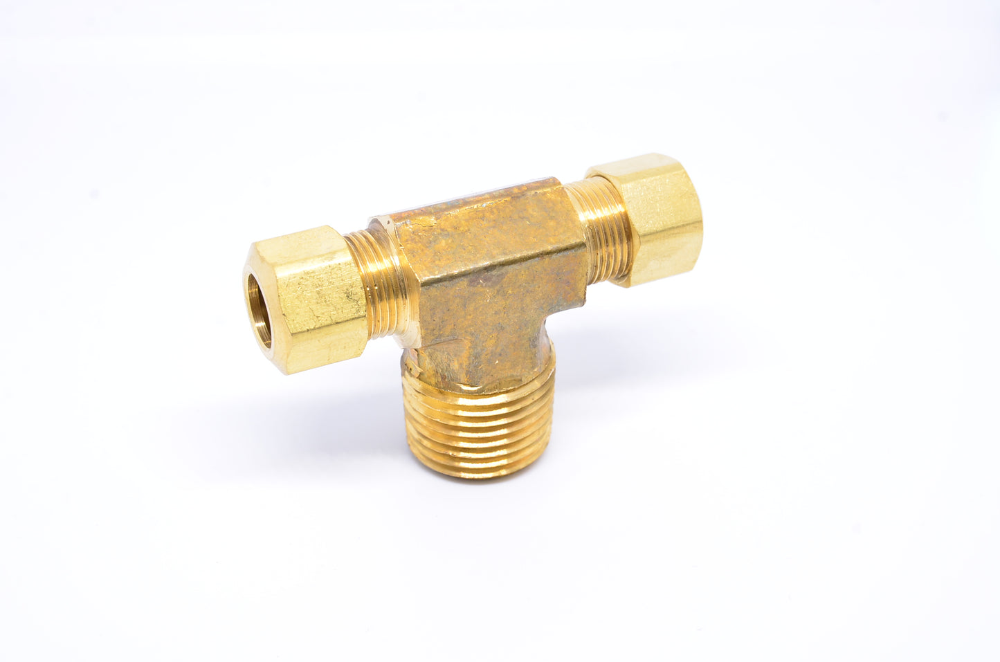 3/8 Tube OD Compression to 1/2 Npt Male Pipe Branch Tee T Fitting for Copper Tubing Water Oil Air