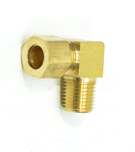 3/8 Tube OD Compression to 1/4 Npt Male Pipe Adapter Elbow Fitting for Copper Tubing Water Oil Air