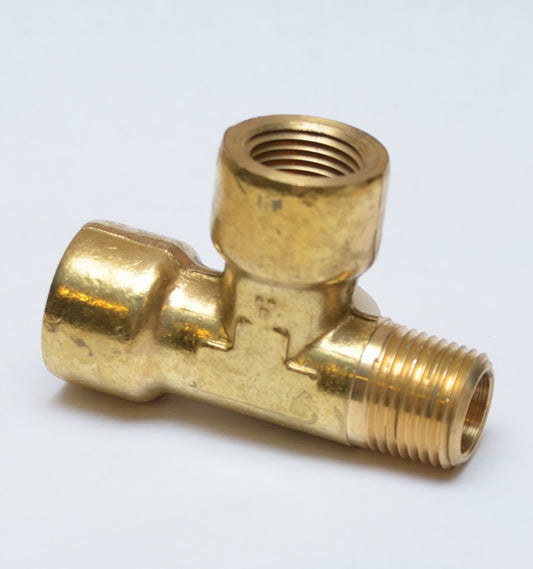 Brass Street Tee 1/2" BSP Female - 1/2" BSP Male British Pipe Fitting