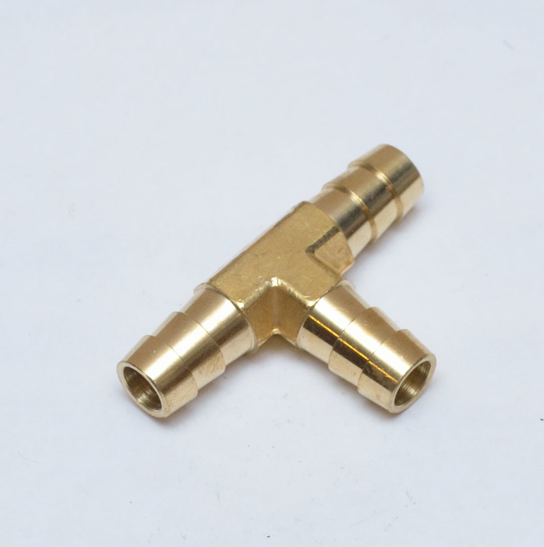 3/8 Hose ID Barb Tee Three Way Equal Brass Fitting Fuel Air Water Oil Vacuum