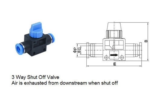 FasParts Push to Connect 3 Way Hand Valve Union 1/4" OD - 1/4" OD