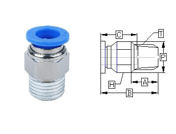 FasParts 1/4" OD - 1/8" NPT/MPT Male Push to Connect Straight Fitting