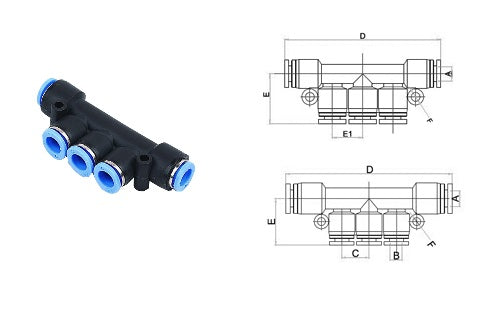 FasParts Push to Connect Manifold Union 1/4" OD - 1/4" OD