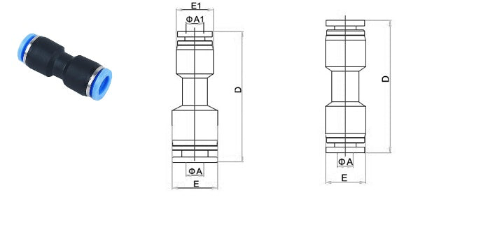 FasParts Push to Connect Straight Union Reducer 3/8" OD - 1/4" OD