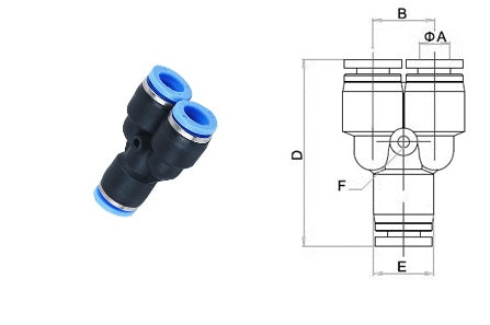 FasParts Push to Connect Y Union 5/32" OD - 5/32" OD