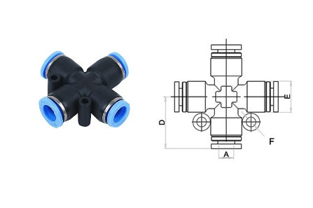 FasParts Push to Connect Cross Union 10 mm OD