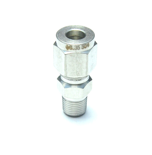 1/4" OD x 1/8" NPT Male Steel Stainless Twin Ferrule Straight Fitting WOG