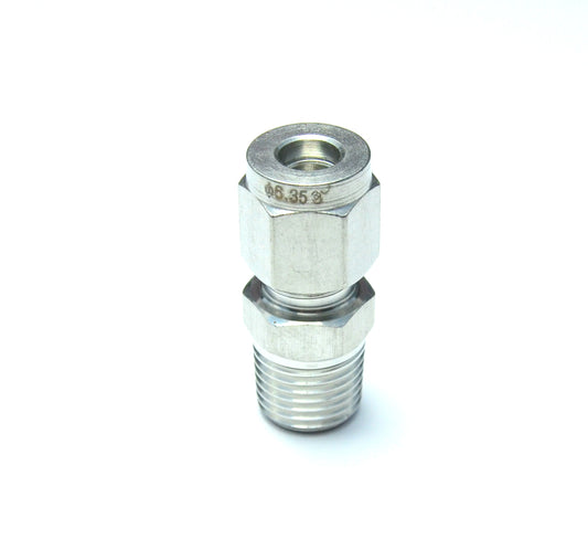 1/4" OD x 1/4" NPT Male Steel Stainless Twin Ferrule Straight Fitting WOG