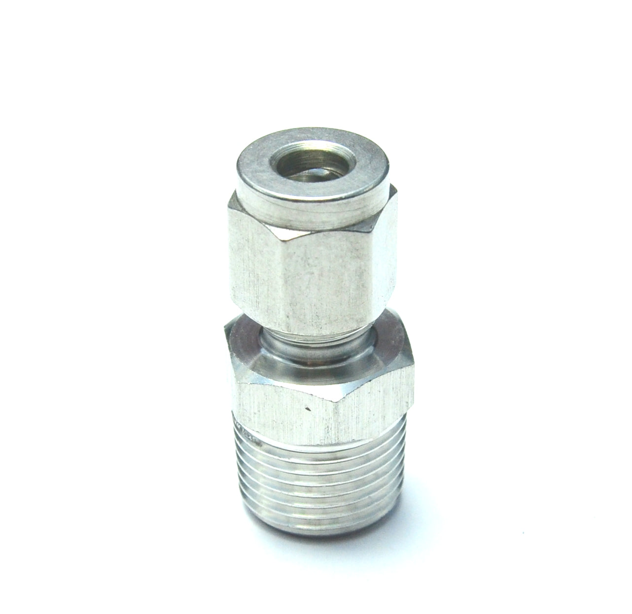 1/4" OD x 3/8" NPT Male Steel Stainless Twin Ferrule Straight Fitting WOG