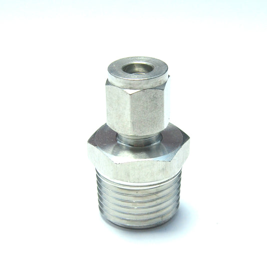 1/4" OD x 1/2" NPT Male Steel Stainless Twin Ferrule Straight Fitting WOG