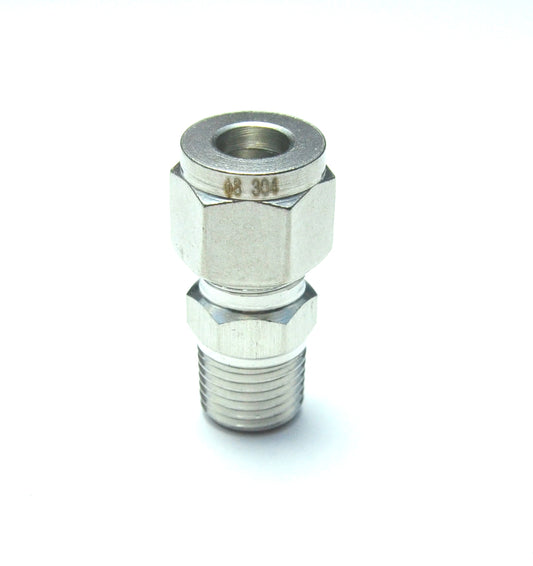 5/16" OD x 1/4" NPT Male Steel Stainless Twin Ferrule Straight Fitting WOG