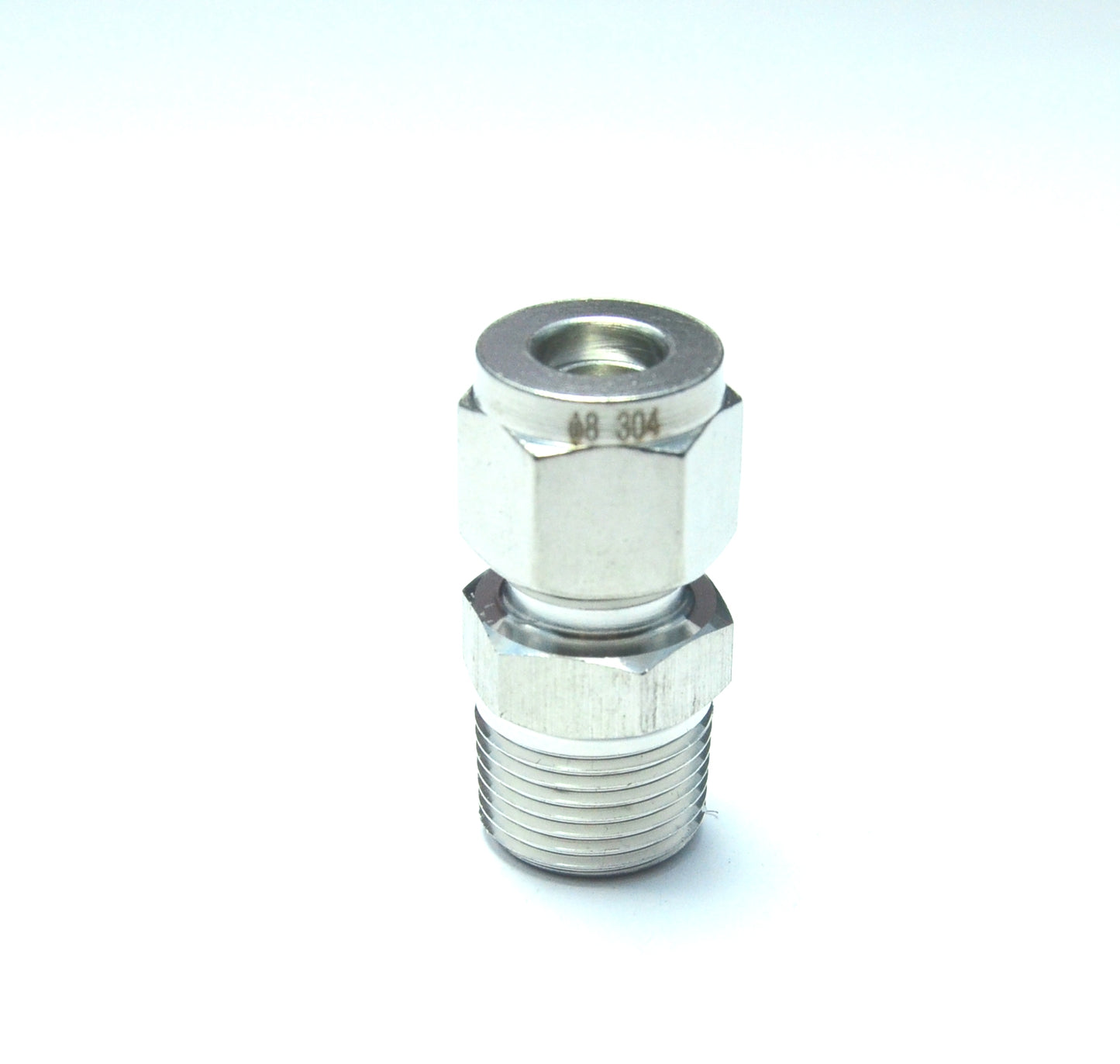 5/16" OD x 3/8" NPT Male Steel Stainless Twin Ferrule Straight Fitting WOG