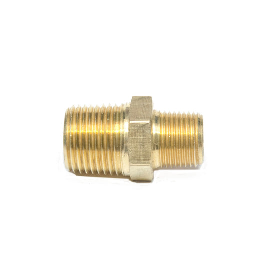 Hex Nipple Reducer 1/2 to 3/8 Male Npt Brass Fitting Air Water Fuel Oil Gas